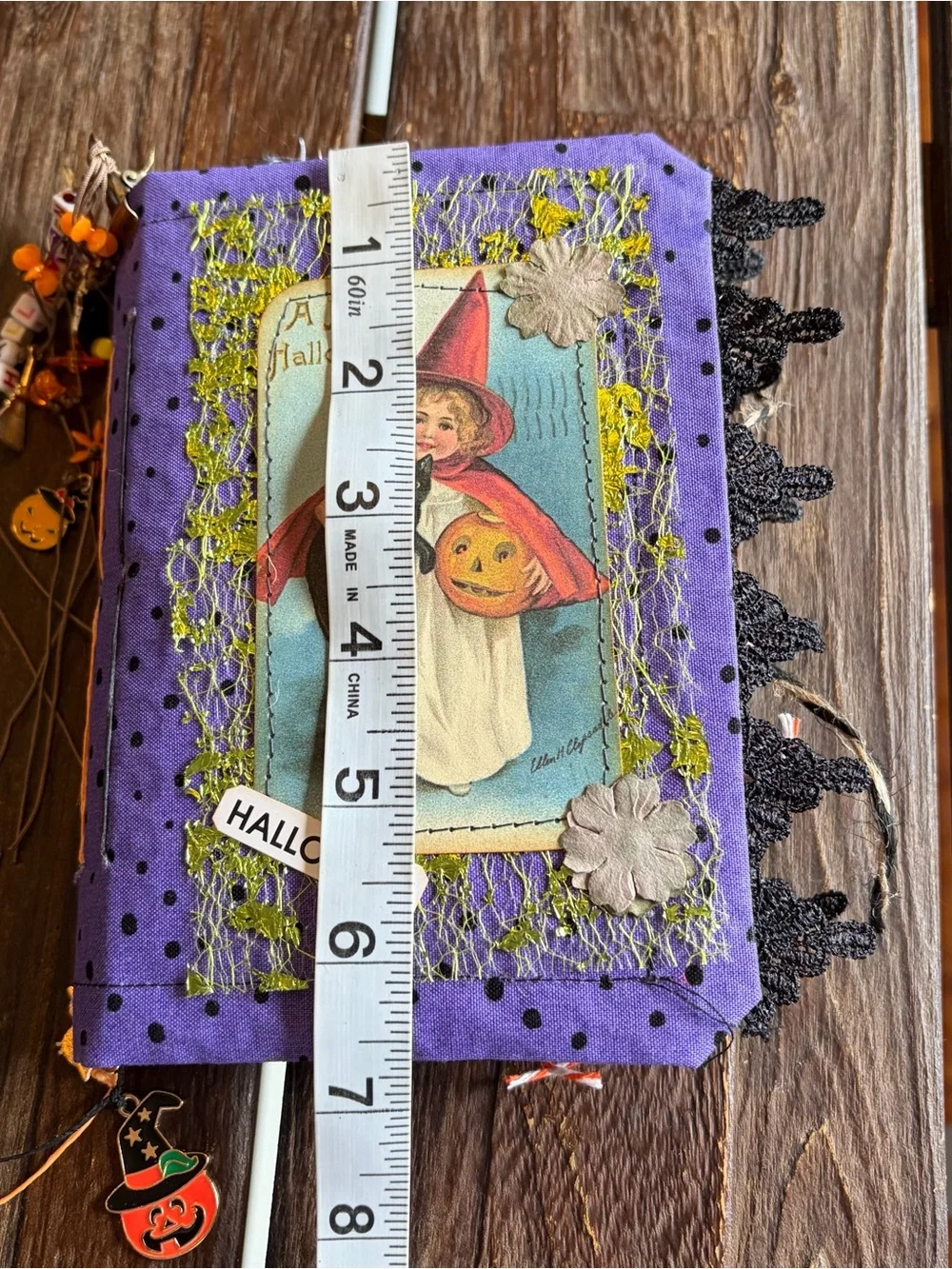 Halloween Junk Journal Small Handmade Decorated 3 Sig Witch Pumpkin Black Cat